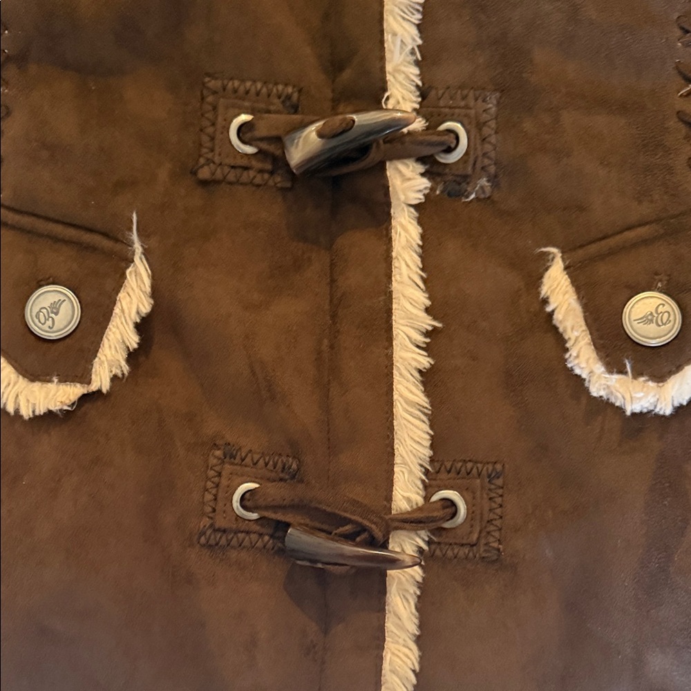 Women's Brown Faux Fur Trim Jacket - Picture 7 of 11